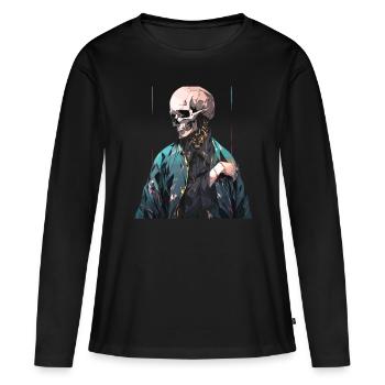 Crâne Crâne Crânes Crâne Squelette - T-shirt manches longues Premium bio Femme - noir - Devant - Julia (174cm)