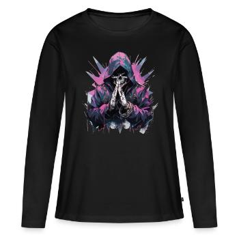 Crâne Crâne Crânes Crâne Squelette - T-shirt manches longues Premium bio Femme - noir - Devant - Julia (174cm)