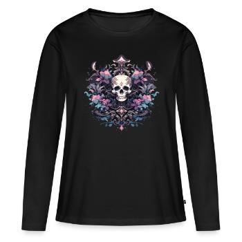 Crâne Crâne Crânes Crâne Squelette - T-shirt manches longues Premium bio Femme - noir - Devant - Julia (174cm)