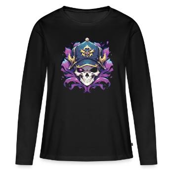 Crâne Crâne Crânes Crâne Squelette - T-shirt manches longues Premium bio Femme - noir - Devant - Julia (174cm)