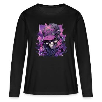 Crâne Crâne Crânes Crâne Squelette - T-shirt manches longues Premium bio Femme - noir - Devant - Julia (174cm)