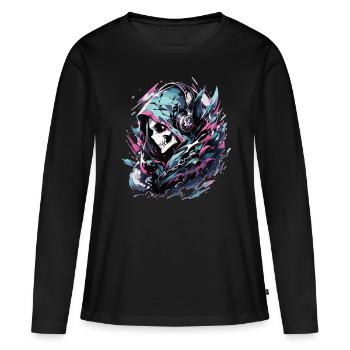 Crâne Crâne Crânes Crâne Squelette - T-shirt manches longues Premium bio Femme - noir - Devant - Julia (174cm)