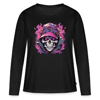 Crâne Crâne Crânes Crâne Squelette - T-shirt manches longues Premium bio Femme - noir - Devant - Julia (174cm)