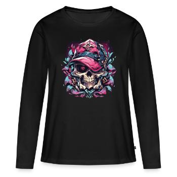 Crâne Crâne Crânes Crâne Squelette - T-shirt manches longues Premium bio Femme - noir - Devant - Julia (174cm)