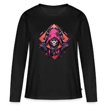 Crâne Crâne Crânes Crâne Squelette - T-shirt manches longues Premium bio Femme - noir - Devant - Julia (174cm)