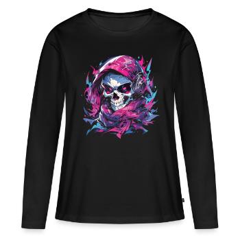 Crâne Crâne Crânes Crâne Squelette - T-shirt manches longues Premium bio Femme - noir - Devant - Julia (174cm)