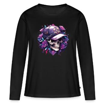 Crâne Crâne Crânes Crâne Squelette - T-shirt manches longues Premium bio Femme - noir - Devant - Julia (174cm)