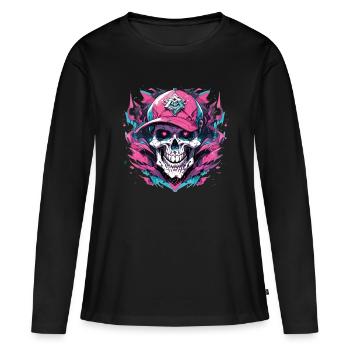 Crâne Crâne Crânes Crâne Squelette - T-shirt manches longues Premium bio Femme - noir - Devant - Julia (174cm)