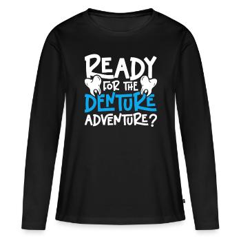 Technicien dentaire prêt pour l’aventure dentaire? - T-shirt manches longues Premium bio Femme - noir - Devant - Julia (174cm)