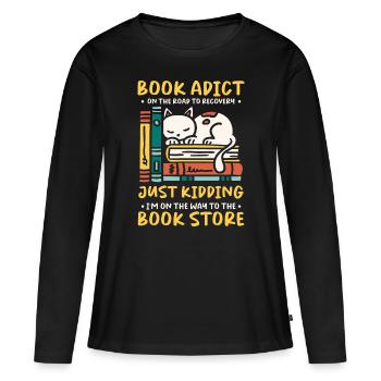 Rat de bibliothèque & Amateur de lecture Book Addict Book Nerd - T-shirt manches longues Premium bio Femme - noir - Devant - Julia (174cm)