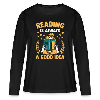 Bookworm & Reading Lover Book Addict - Women's Premium Organic Long Sleeve Shirt - black - Front - Julia (174cm)