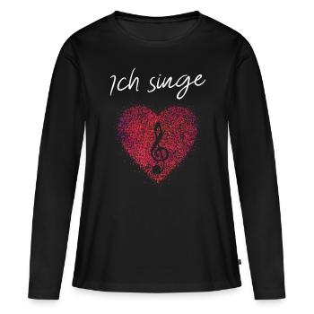 Violinschlüssel Chor Musik Sopran Sängerin Singen - Frauen Premium Bio Langarmshirt - Schwarz - Vorne - Julia (174cm)