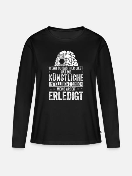 Funny Artificial Intelligence - Frauen Premium Bio Langarmshirt - Schwarz