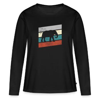 Elefant Retro - Frauen Premium Bio Langarmshirt - Schwarz - Vorne - Julia (174cm)