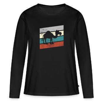 Rétro Dromadaire - T-shirt manches longues Premium bio Femme - noir - Devant - Julia (174cm)