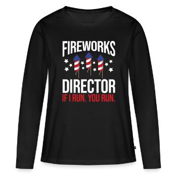 Quatrième juillet 4 juillet Feux d’artifice Boom Feux d’artifice D - T-shirt manches longues Premium bio Femme - noir - Devant - Julia (174cm)