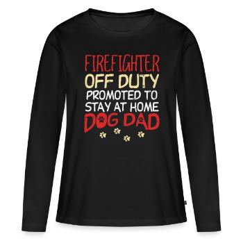 Pompier Hors service Chien Papa Pompier Retraite Moi - T-shirt manches longues Premium bio Femme - noir - Devant - Julia (174cm)