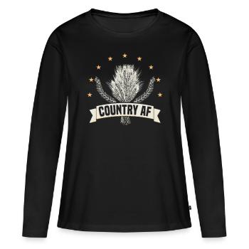 Agriculteur Céréaliculteur Ferme Pays des oeufs - T-shirt manches longues Premium bio Femme - noir - Devant - Julia (174cm)