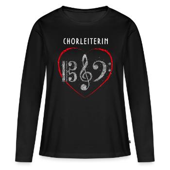 Chorleiterin Chor Notenschlüssel Musikverein Musik - Frauen Premium Bio Langarmshirt - Schwarz - Vorne - Julia (174cm)