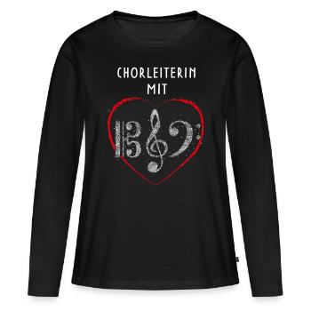 Chorleiterin mit Herz Chor Musikverein Musiker - Frauen Premium Bio Langarmshirt - Schwarz - Vorne - Julia (174cm)