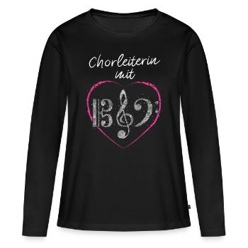 Chorleiterin mit Herz Chor Musikverein Musikschule - Frauen Premium Bio Langarmshirt - Schwarz - Vorne - Julia (174cm)