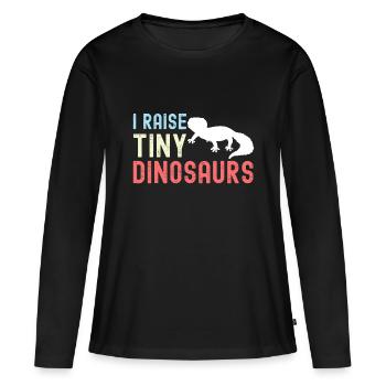 Ich ziehe winzige Dinosaurier auf lustiger Leopard Gecko Mama Papa - Frauen Premium Bio Langarmshirt - Schwarz - Vorne - Julia (174cm)