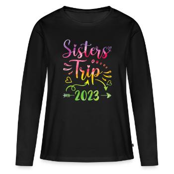 Batik-Schwestern-Roadtrip 2023, Woche der süßen Schwestern - Frauen Premium Bio Langarmshirt - Schwarz - Vorne - Julia (174cm)
