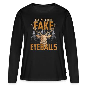 Taxidermiste Posez-moi des questions sur les faux globes oculaires - T-shirt manches longues Premium bio Femme - noir - Devant - Julia (174cm)