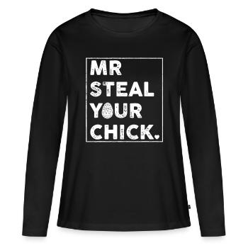 Ostern Jungen Kleinkinder Mr. Stehlen Sie Ihr Küken - Frauen Premium Bio Langarmshirt - Schwarz - Vorne - Julia (174cm)