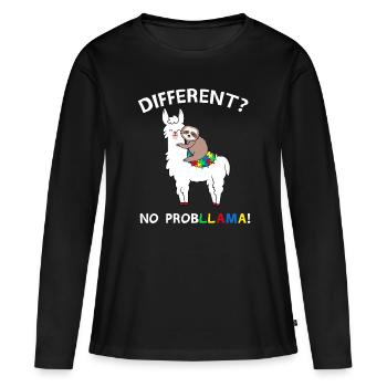 Kein Probllama Lama Faultier Puzzle Cool Autismus Awaren - Frauen Premium Bio Langarmshirt - Schwarz - Vorne - Julia (174cm)
