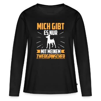 Nur mit meinem Zwergpinscher Pinscher - Frauen Premium Bio Langarmshirt - Schwarz - Vorne - Julia (174cm)