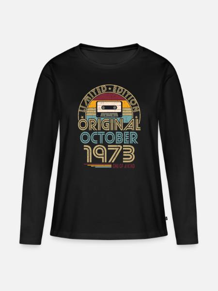 50. Geburtstag Jahrgang Oktober 1973 Original 1973 - Frauen Premium Bio Langarmshirt - Schwarz