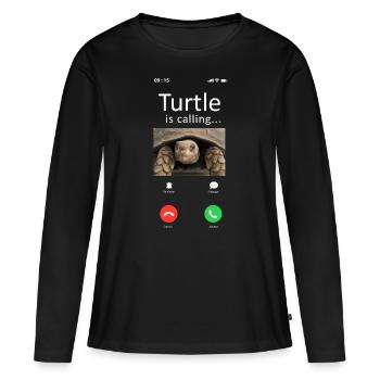 Affichage du téléphone tortue de mer - T-shirt manches longues Premium bio Femme - noir - Devant - Julia (174cm)