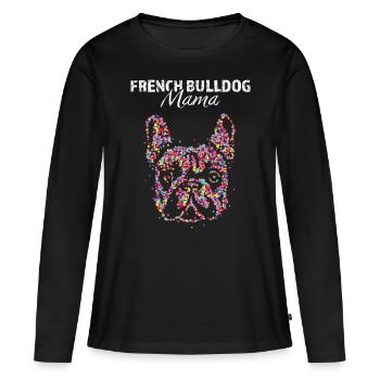 Bouledogue Français École de Bouledogue Français - T-shirt manches longues Premium bio Femme - noir - Devant - Julia (174cm)
