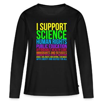 Science Droits de l’homme Éducation Liberté des soins de santé - T-shirt manches longues Premium bio Femme - noir - Devant - Julia (174cm)