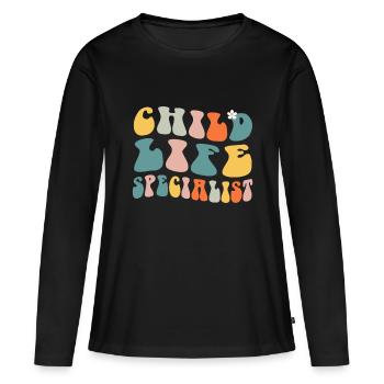 Spécialiste du milieu de l’enfant Professionnels des soins de santé pédiatriques - T-shirt manches longues Premium bio Femme - noir - Devant - Julia (174cm)