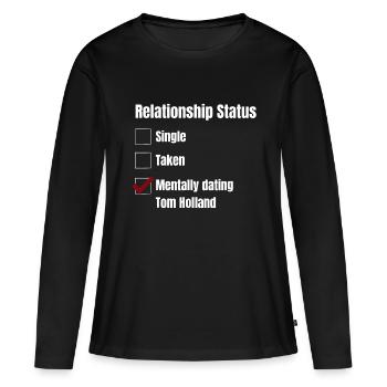 BEZIEHUNGSSTATUS - MENTALLY DATINGbad assgamerg - Frauen Premium Bio Langarmshirt - Schwarz - Vorne - Julia (174cm)