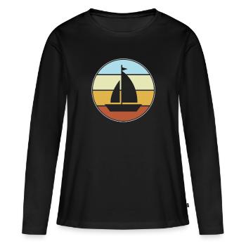 Rétro de la voile - T-shirt manches longues Premium bio Femme - noir - Devant - Julia (174cm)