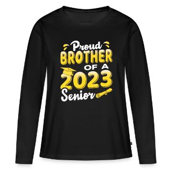 Fier frère d’un diplômé drôle senior 2023 - T-shirt manches longues Premium bio Femme - noir - Devant - Julia (174cm)