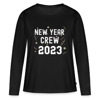 New Year Crew 2023 Lustiger passender Party-Pyjama - Frauen Premium Bio Langarmshirt - Schwarz - Vorne - Julia (174cm)