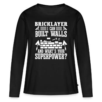 Mason Bricklayer peut construire des murs Maçonnerie - T-shirt manches longues Premium bio Femme - noir - Devant - Julia (174cm)