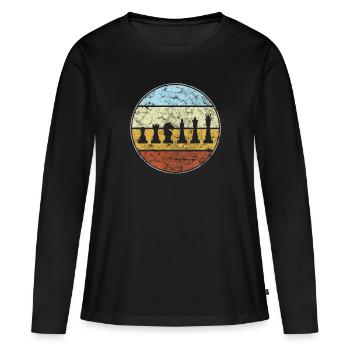Chess Retro - Women's Premium Organic Long Sleeve Shirt - black - Front - Julia (174cm)