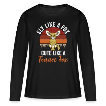 Fennek-füchse, Intelligent, Mignon, Fennek-füchse, - T-shirt manches longues Premium bio Femme - noir - Devant - Julia (174cm)