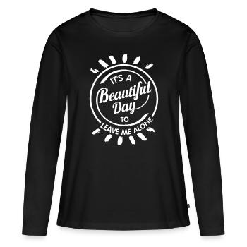 C’est une belle journée pour me laisser tranquille cadeau drôle - T-shirt manches longues Premium bio Femme - noir - Devant - Julia (174cm)