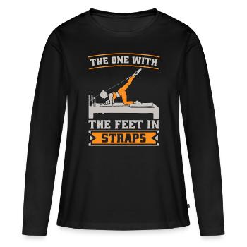 Pilates Celui avec les pieds dans les sangles Reformer - T-shirt manches longues Premium bio Femme - noir - Devant - Julia (174cm)