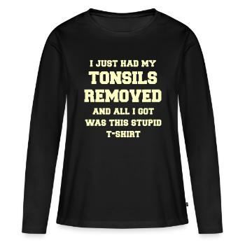 Obtenez une chirurgie d’ablation des amygdales - Recovery Gift Ga - T-shirt manches longues Premium bio Femme - noir - Devant - Julia (174cm)