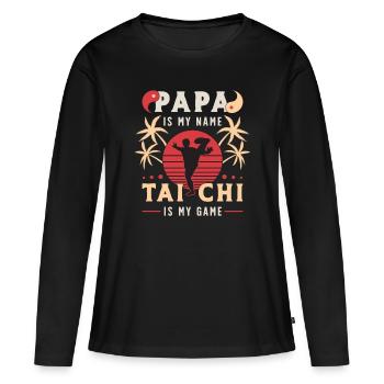Tai Chi Papa est mon nom Tai Chi est mon jeu Qigong - T-shirt manches longues Premium bio Femme - noir - Devant - Julia (174cm)