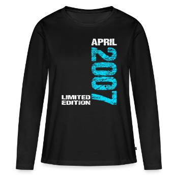 Edition Limitée Avril 2007 16e anniversaire né en 2007 - T-shirt manches longues Premium bio Femme - noir - Devant - Julia (174cm)