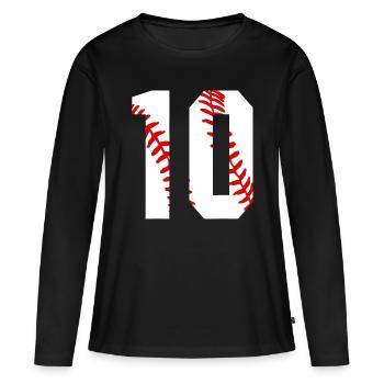 10. Geburtstag Baseball Big Number Ten 10 Jahre alt - Frauen Premium Bio Langarmshirt - Schwarz - Vorne - Julia (174cm)