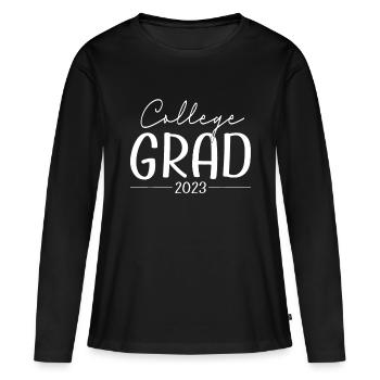 Drôle 2023 Diplôme d’études supérieures collégiales - T-shirt manches longues Premium bio Femme - noir - Devant - Julia (174cm)